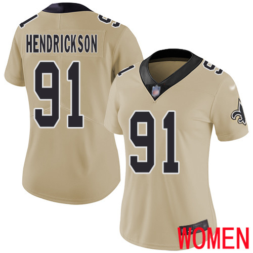 New Orleans Saints Limited Gold Women Trey Hendrickson Jersey NFL Football #91 Inverted Legend Jersey->youth nfl jersey->Youth Jersey